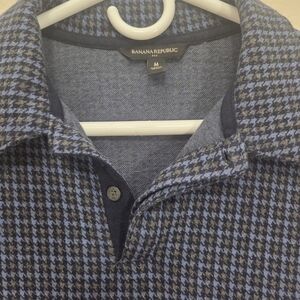 Banana Republic Blue Houndstooth Polo Shirt